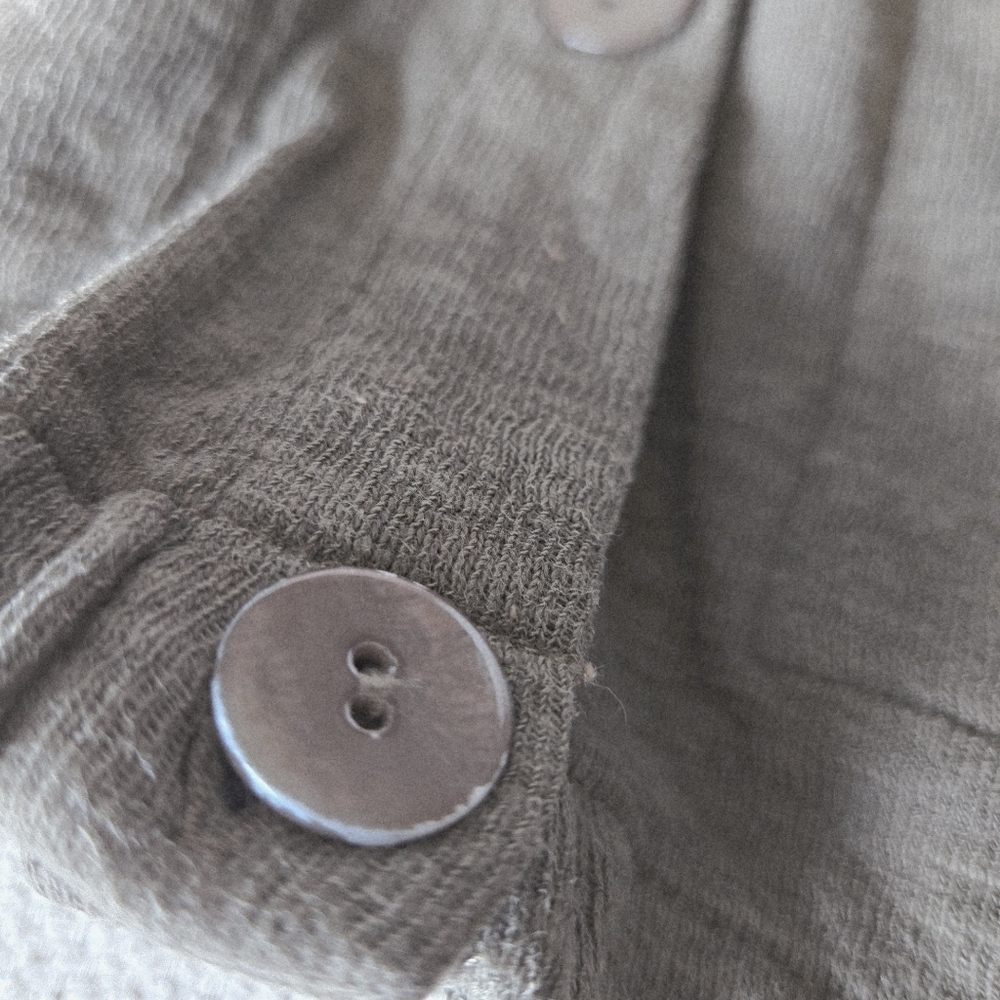 J. Jill Olive Cotton Linen Blend Button Front Hooded Knit Jacket Women M Cottage - Picture 7 of 14